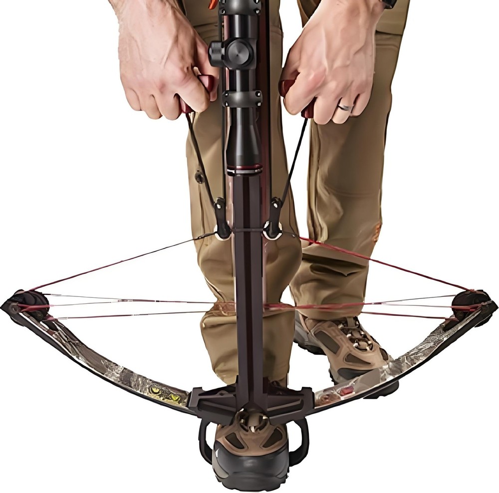 AHOSOUTLY Crossbow Pull Cord Cocking Rope Device Double Handle Black