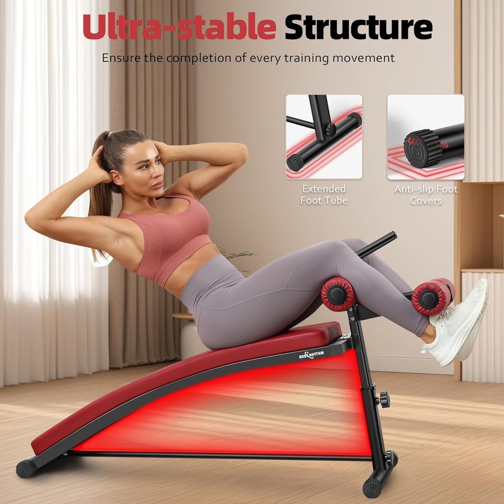 Professional Sit-Up Bench with 4 Adjustable Heights and Reverse Crunch Handle, A
