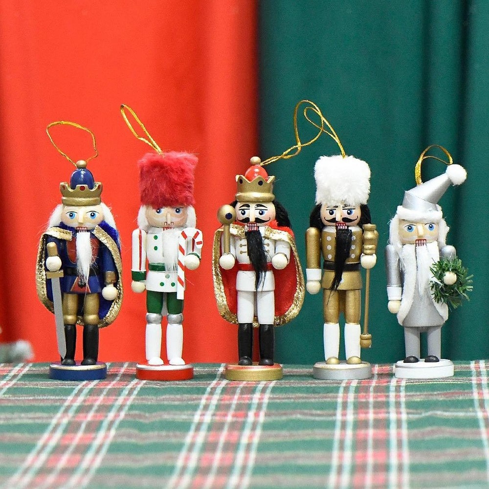 5 Pieces Nutcracker Soldier Figurines Artificial Ornaments Decorative Crafts