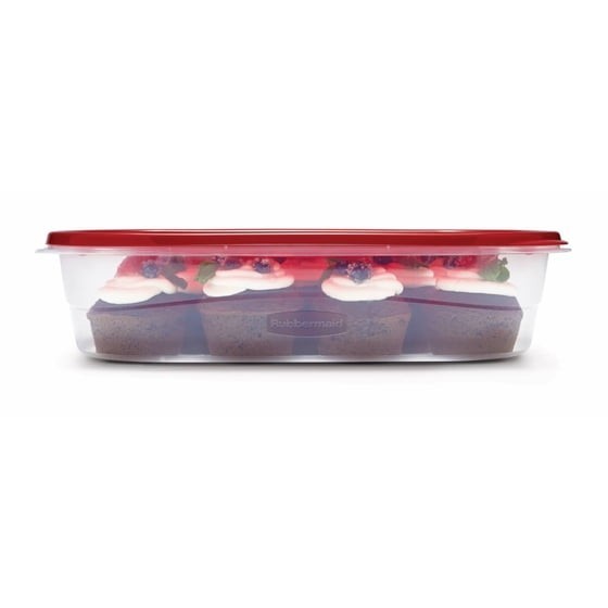 Rubbermaid TakeAlongs Large Rectangular Food Storage Containers, 1 Gallon, Red,