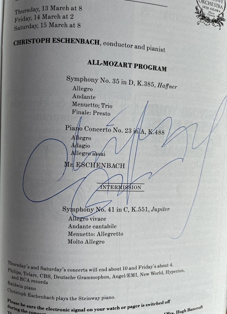 Boston Symphony Orchestra Christoph Eschenbach Autographed Program