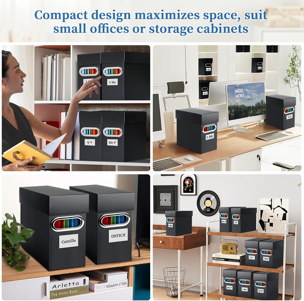 File Organizer Box with Lid & Handle, Thickened Cardboard Hanging File Folder...