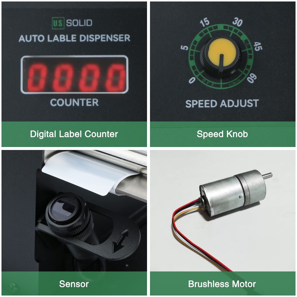 U.S. Solid Automatic Label Dispenser 4.52 in Width Translucent Labels Counter