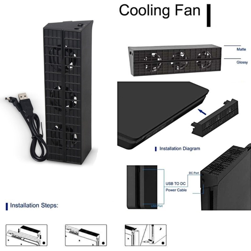 Cooling Cooler Fan Temperature Control with USB Cable for Slim Vertical Stan
