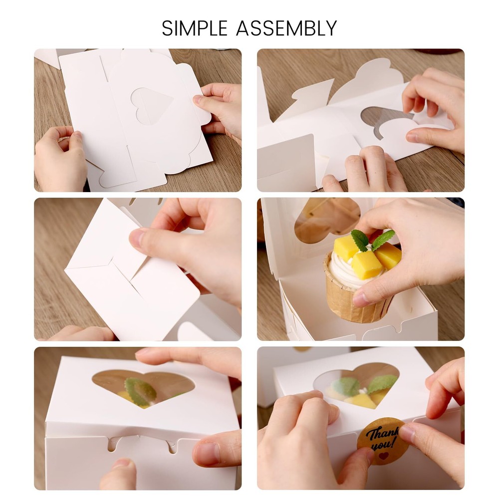 20PCS Small Cookie Boxes 4x4x2.5 Mini Bakery Boxes with Window for Desserts