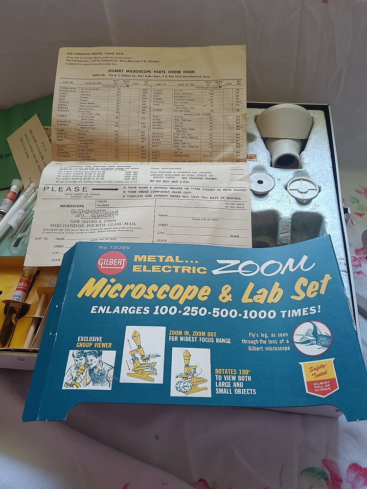 Vintage Gilbert Microscope Lab Set Partially Complete Untested For Display