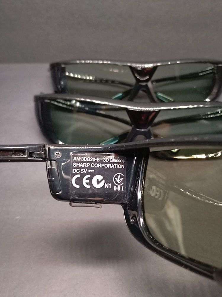 Lot of 3 Sharp 3D Glasses AN-3DG20-B Sharp