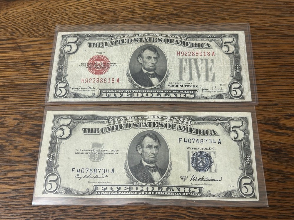 1928 & 1953 Five Dollar Bill