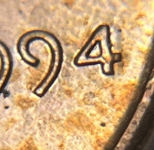 1994 4/4 Lincoln Penny Error 4 Over 4 Double 4 Date Error Uncirculated