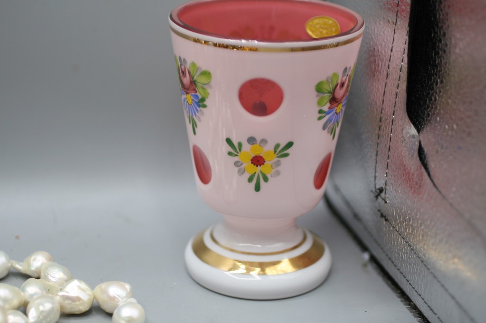 Tesko Glass Hand Painted GOBLET 5.5" P19