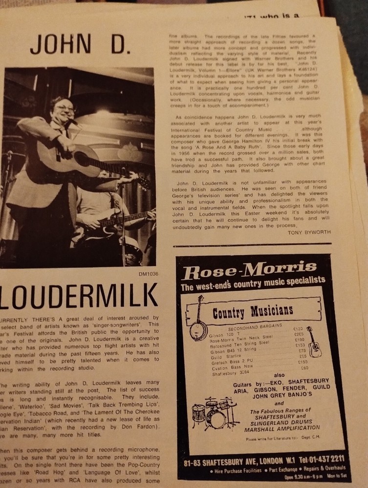Sk94 Ephemera 1980s Article John D Loudermilk