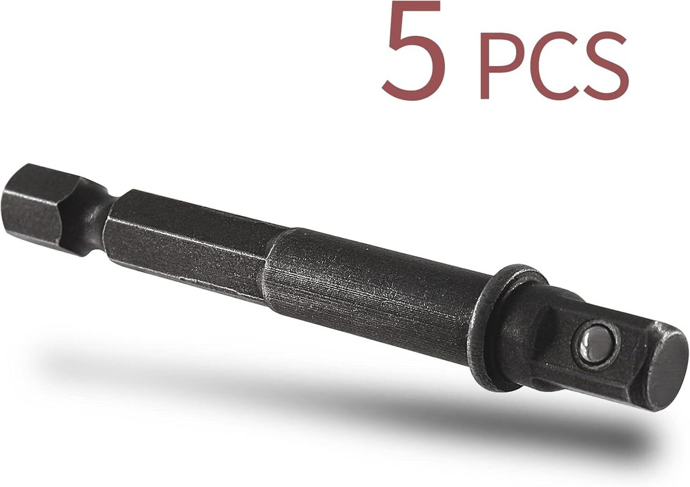 Square Socket Bit Adapter, 5 Pcs 1/4 Hex Impact Socket Extension Socket Driver B