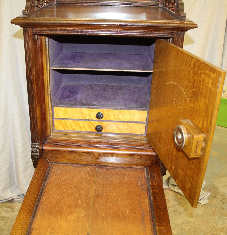 Oak Carved Drop front Desk – Hidden jewelry Safe inside