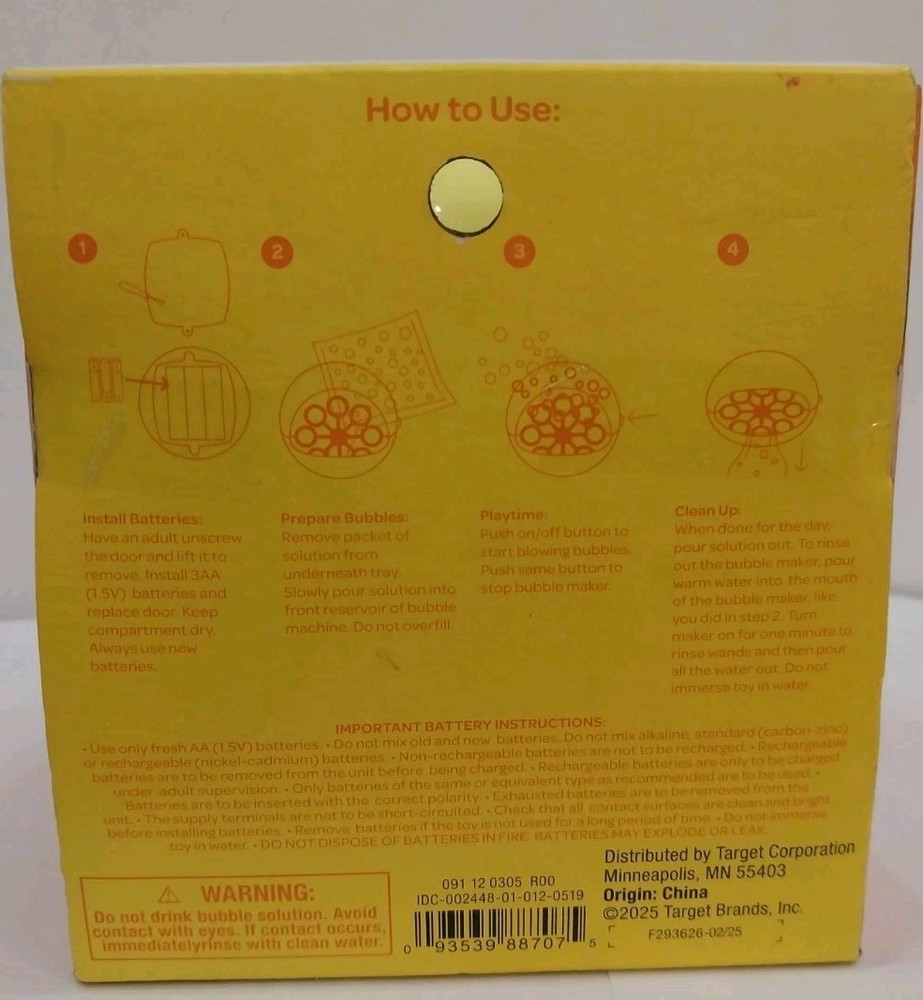 Sun Squad Mini Bubble Maker Fun Bubble Toy NEW Ages 3+
