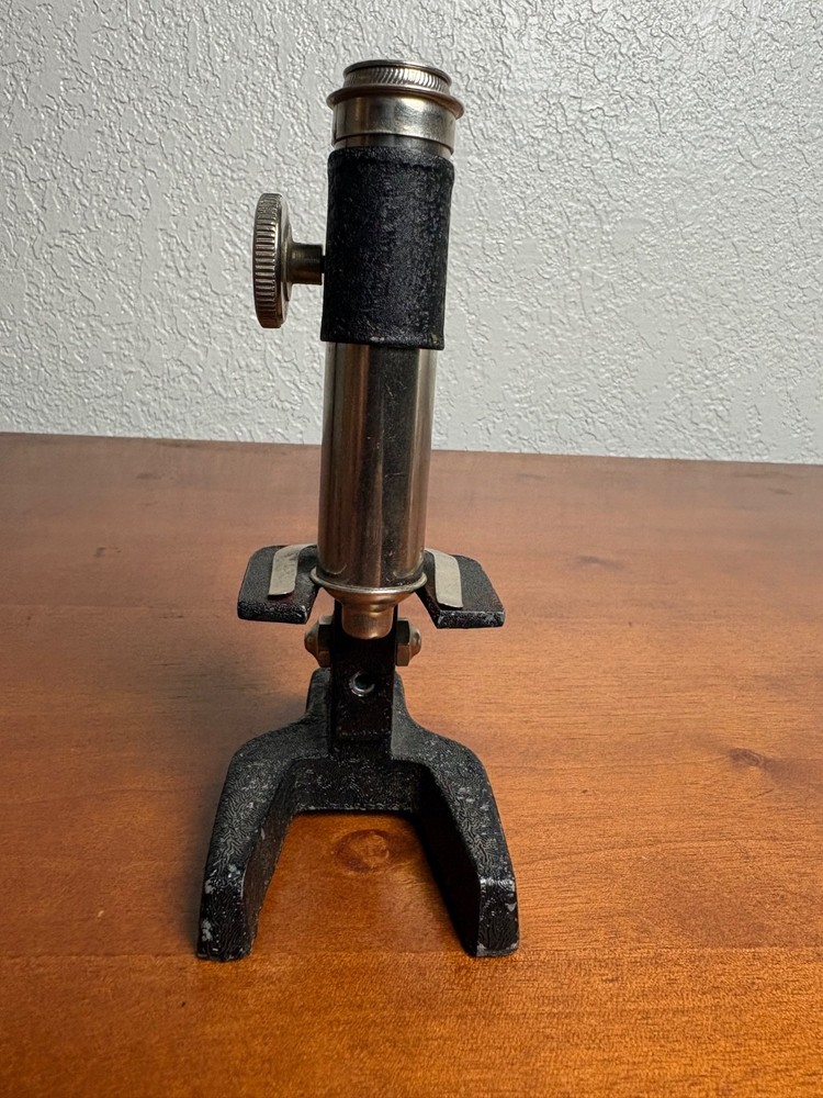 Vintage Decorative Miniature Microscope Black Crinkle Finish Display Piece