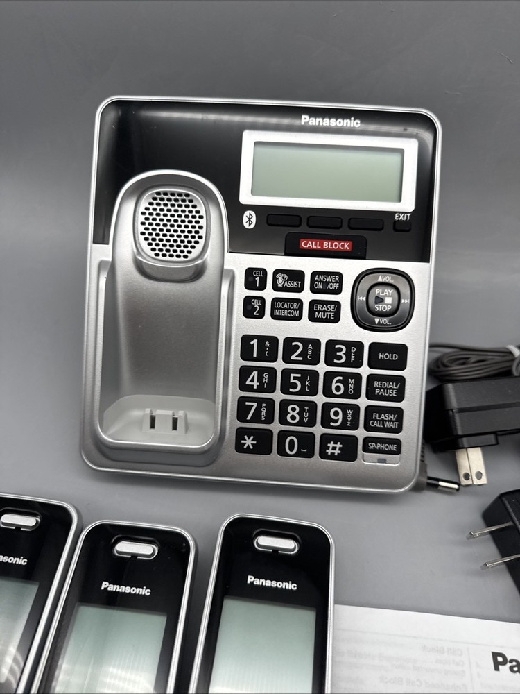 Panasonic KX-TG994SK DECT 6.0 Bluetooth 4-Handset Cordless Phone Bundle