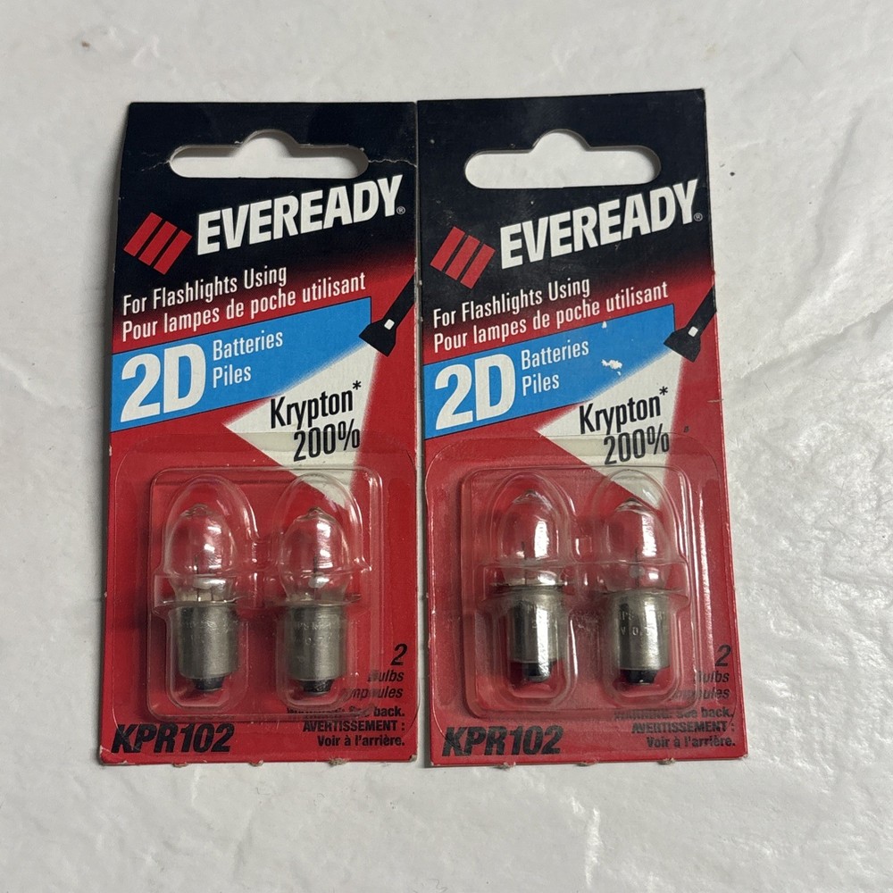 NEW 2 Pack Everyday KPR102 2D Krypton Flashlight Bulbs (4 Total)