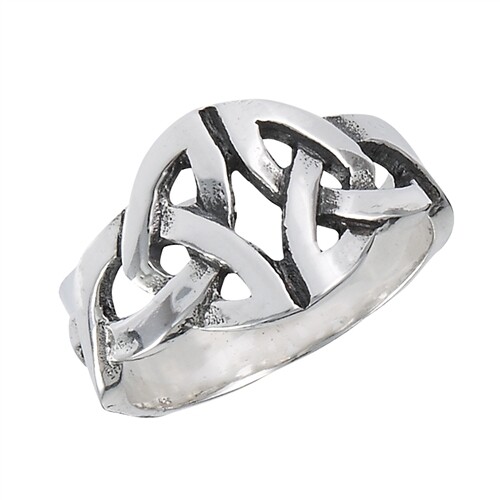 Sterling Silver Celtic Double Triquetra Ring