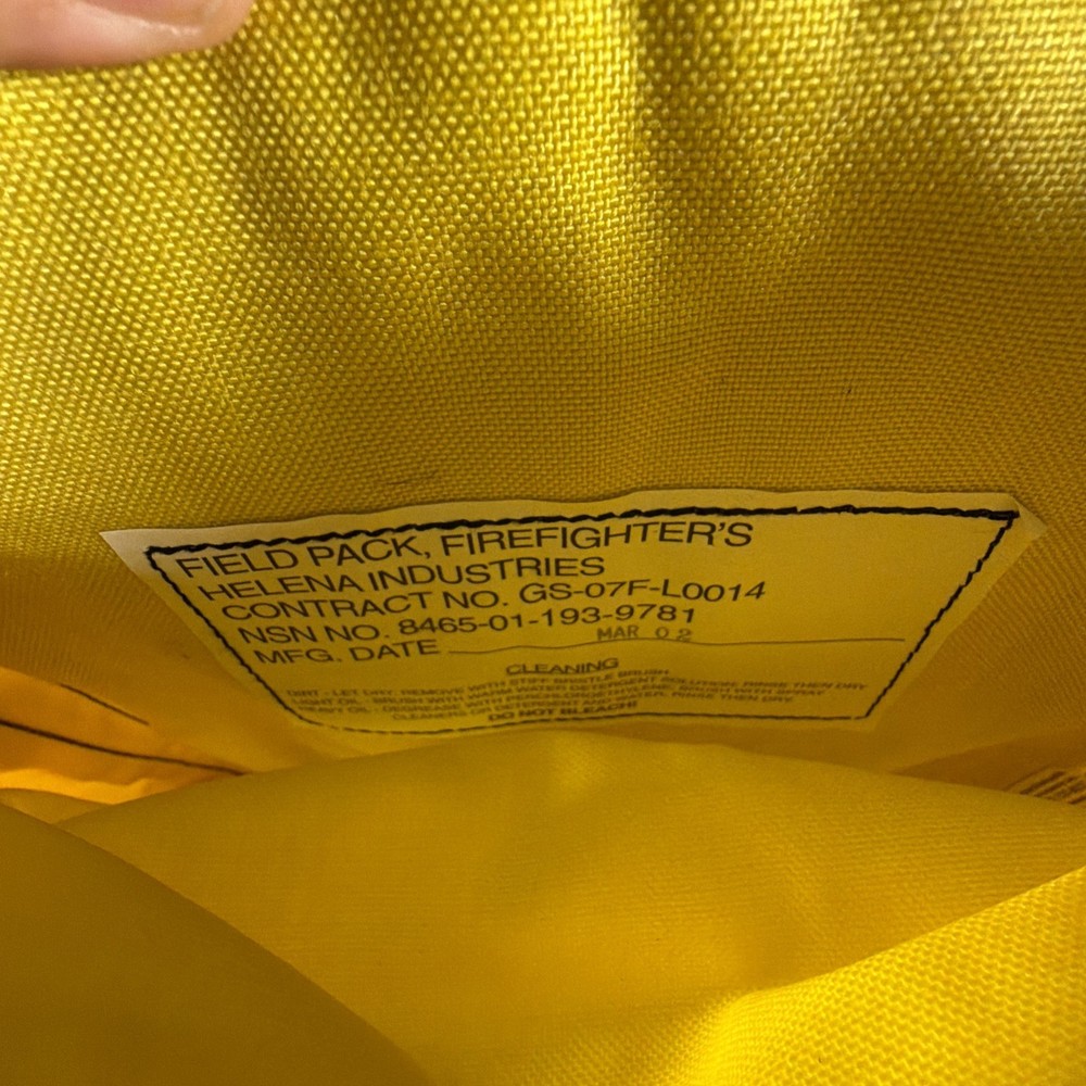 FSS Fire Fighters Yellow Field Pack Backpack helena industries