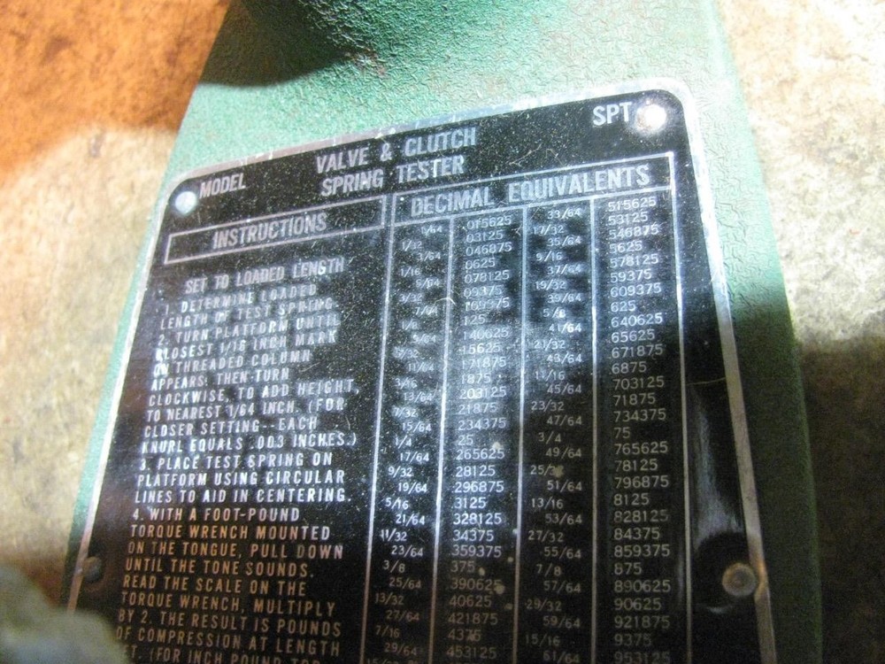 Sturtevant Richmont SPT Compression Spring Tester Valve Clutch