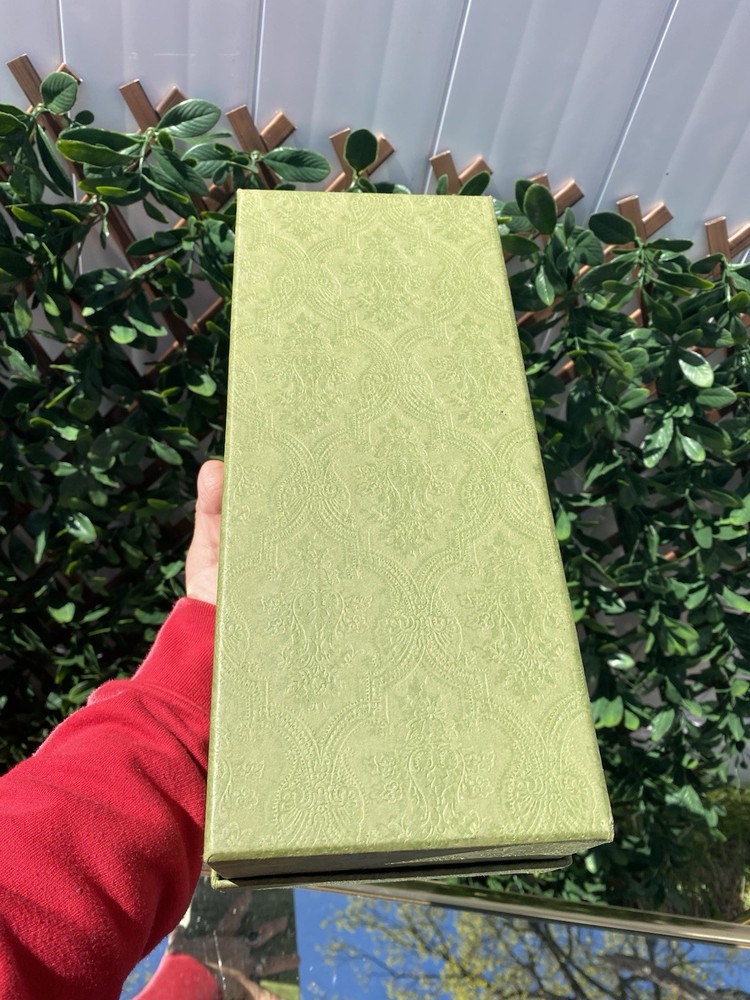 Gucci Green Patterned Shoe Box with Beige Dust Bags (Empty)