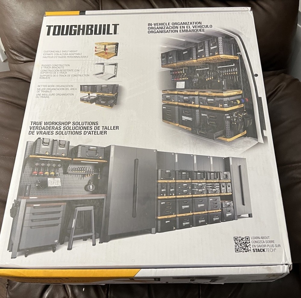 ToughBuilt StackTech 2-Shelf System, Wall Mounted Tool Storage Organizer Shelves