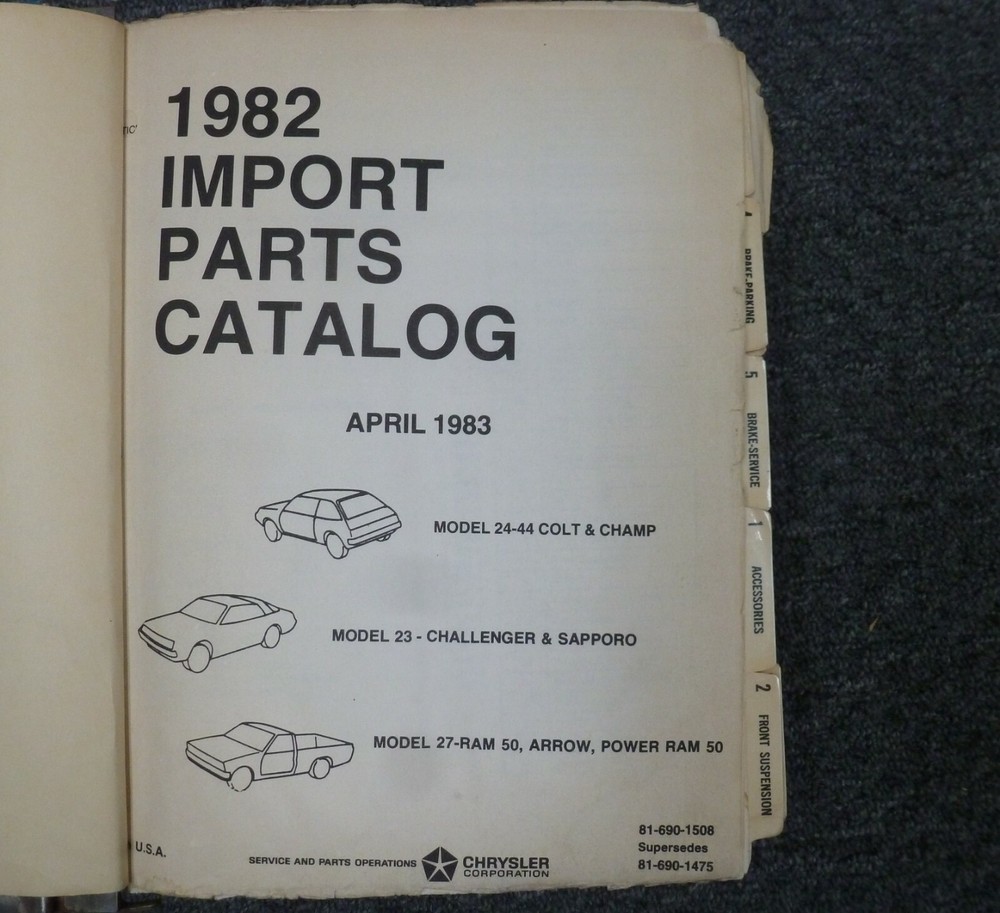 1982 Plymouth Champ Hatchback Parts Catalog Manual Custom