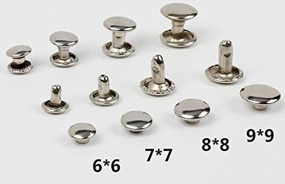 100 Sets 9MM Silver Stainless Steel Leather Rivets Double Cap Rivets Studs Fa...