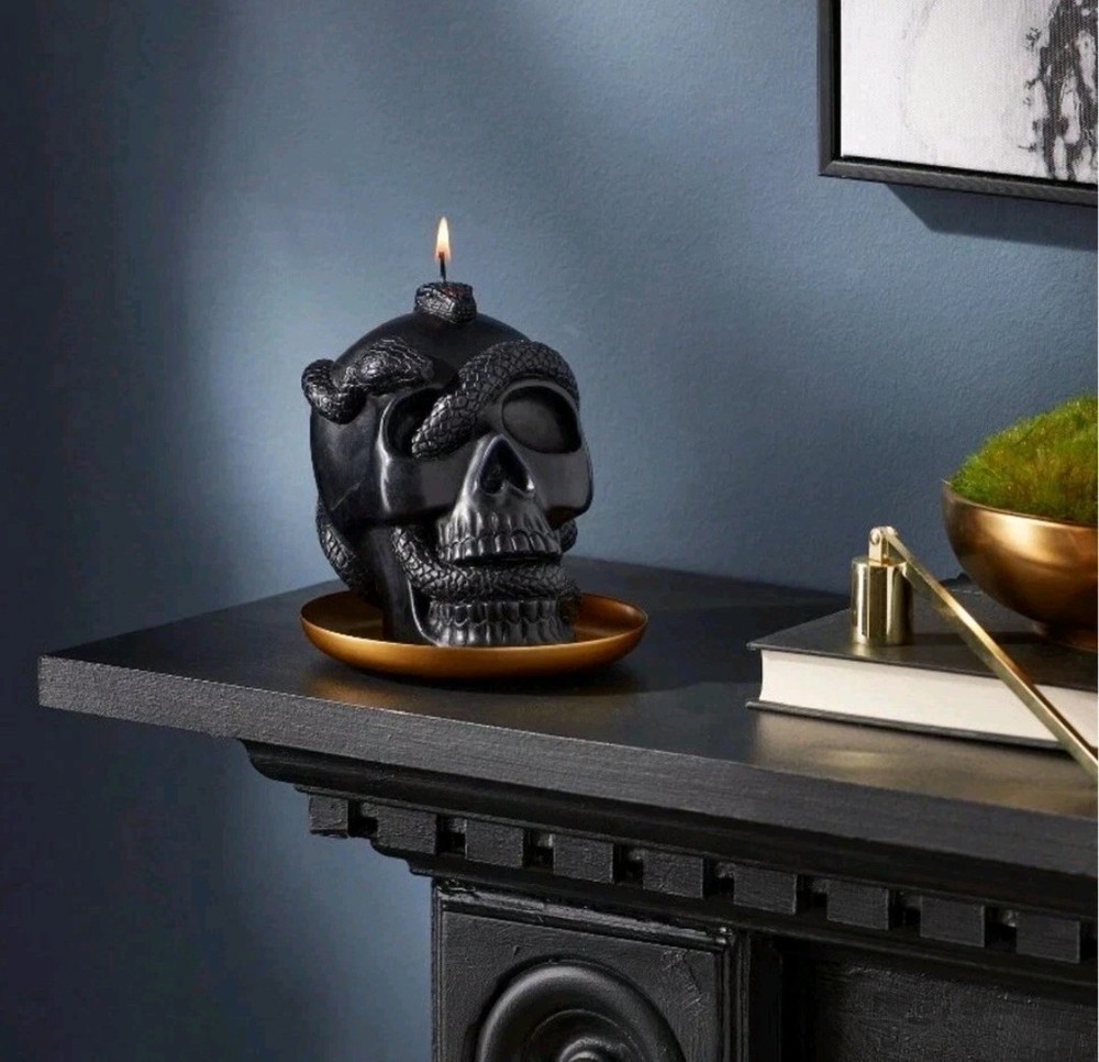 5.1'' Skull and Snake Candle Black - Threshold Target