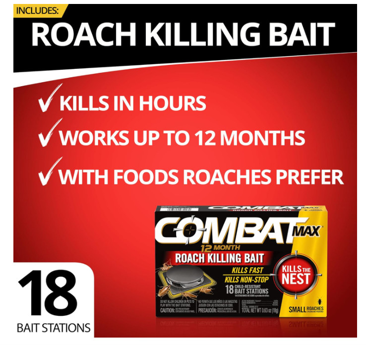Combat Max 12 Month Roach Killing Bait Small Roach Bait Station 18 Count