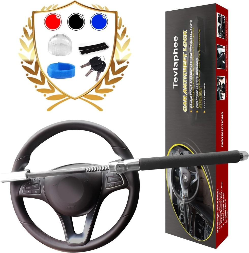 Deterrent Antitheft Locking Device Adjustable Clamp Double car Hook Hammer Black