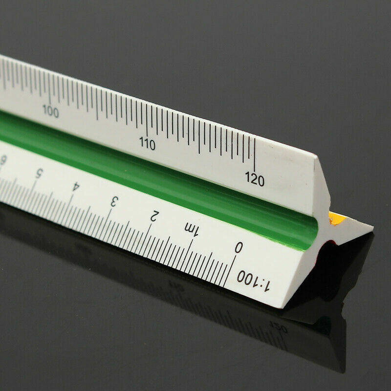 Triangular Scale Ruler 30cm/12" Solid Plastic Metric Architect Engineers