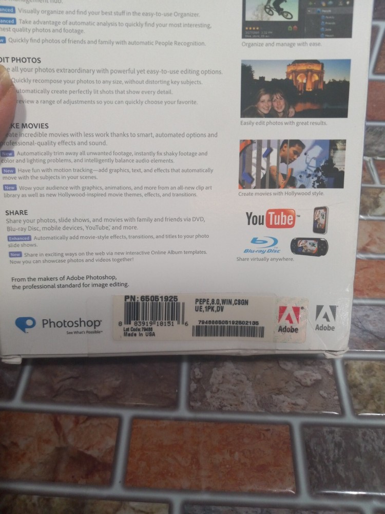 Genuine Original Adobe Photoshop Elements 8 and Premie Elements 8 NOB