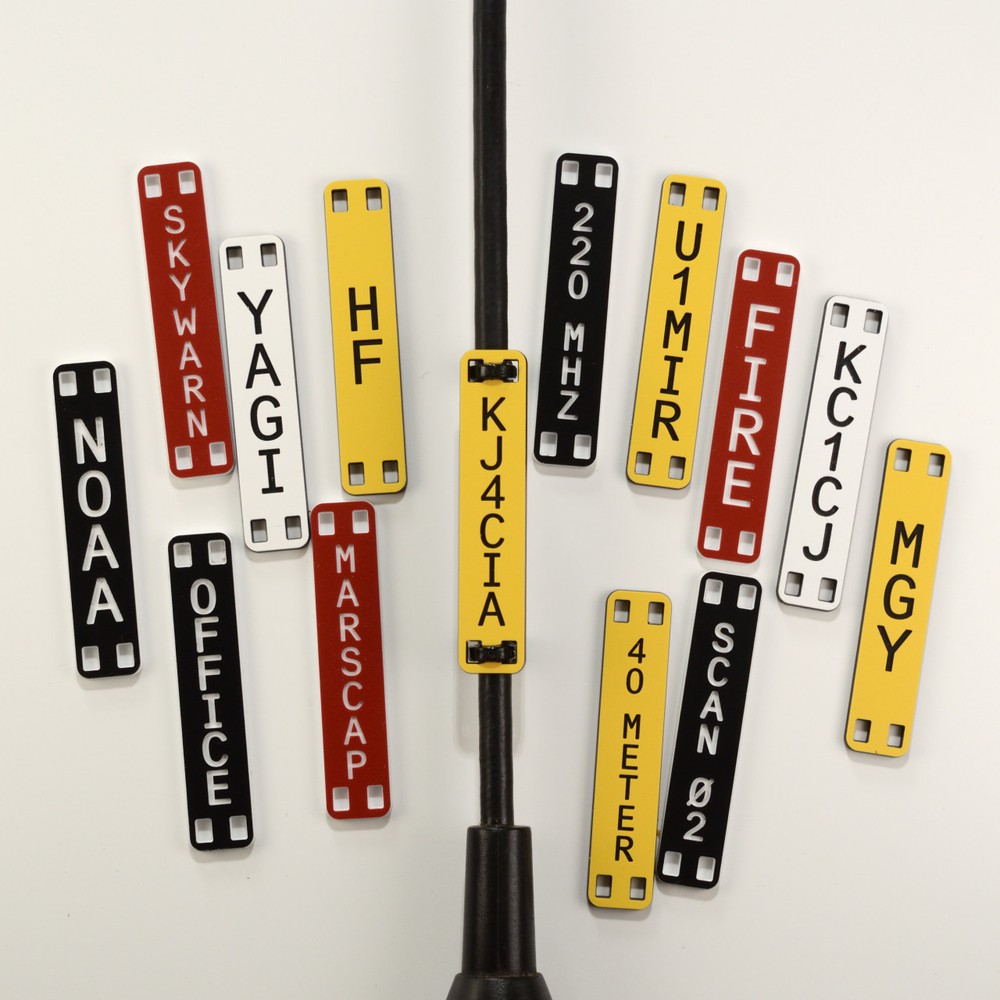 CALL SIGN ANTENNA TAG WITH VERTICAL LETTERING