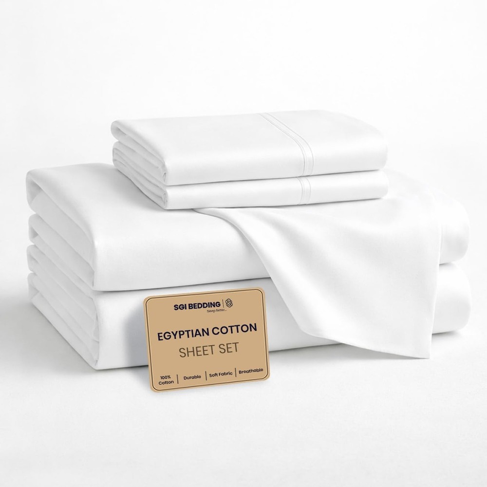 SGI bedding 100% Egyptian Cotton Sheets Full Size – Cooling Sheets, Soft B