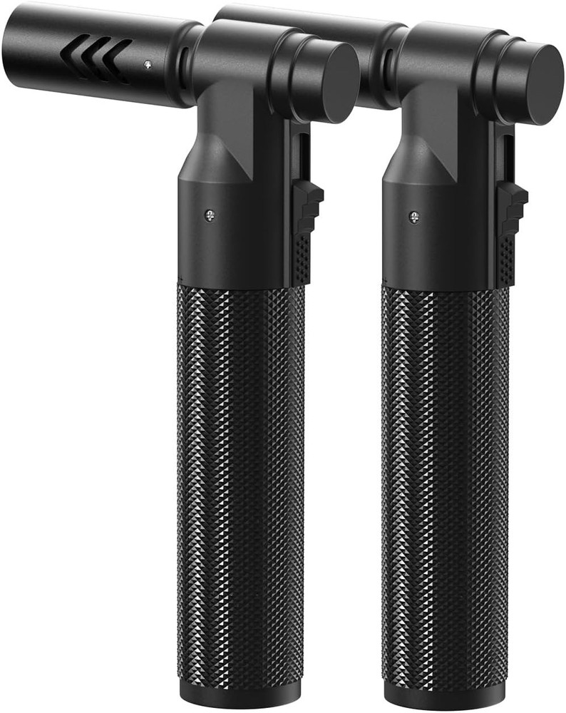 2 Pack Butane Torch Lighter Soldering Refillable ONE SIZE, Black