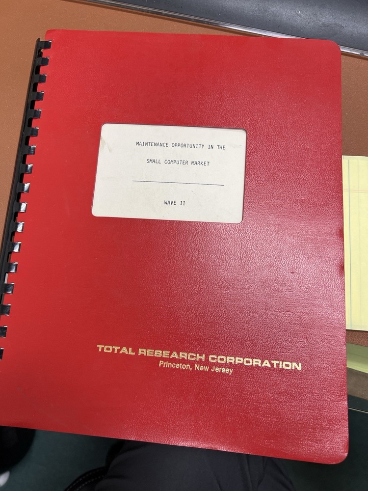 1980 IBM Small Computer Market Maintenance Study Wave II Report