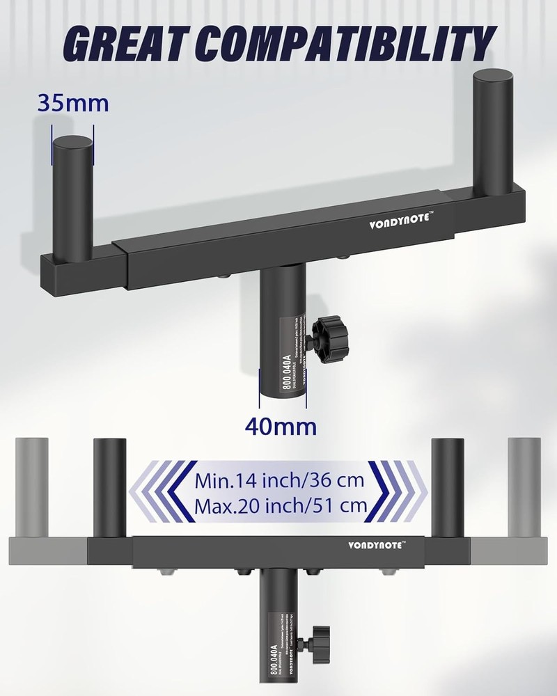 Set of 2 Dual Speaker Mount Bar Mounting Fork Bracket Speaker Pole Width Adjusta
