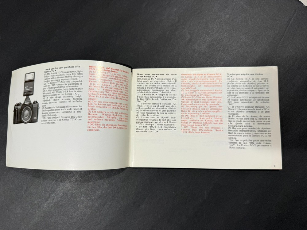 Konica TC-X Camera Instruction Manual