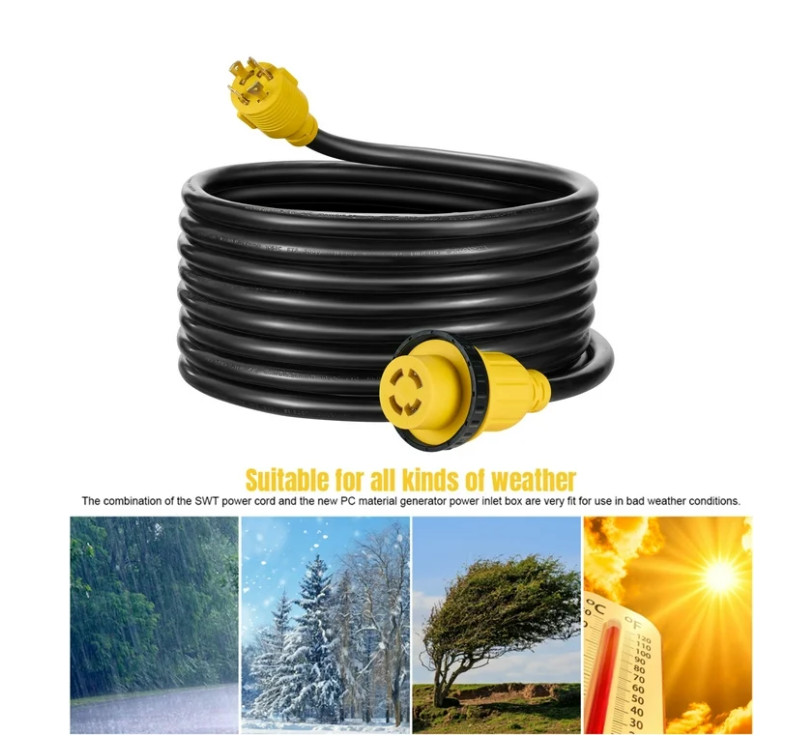 RV Extension Cord 15-50ft 30A Power Cable Rain Proof for Motorhome Camper