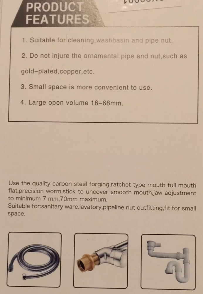 Adjustable Wrench Sanitary Ware Water Pipe Faucet Handle Large Open Spanner Tool