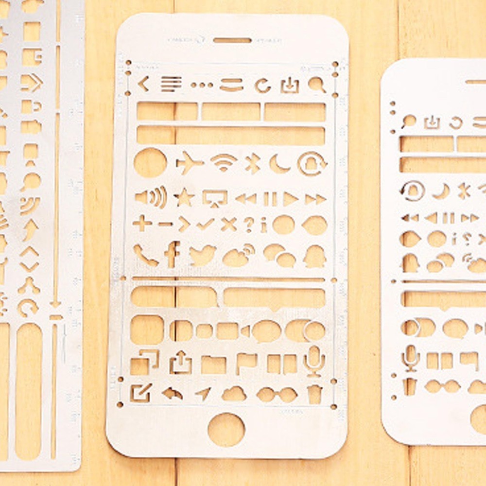 Stainless Steel Stencil Ruler, Multi-Function Hollow Drawing Template for Art...