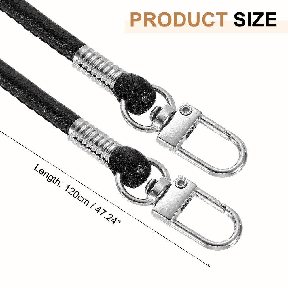 Crossbody Replacement Chain Strap, 120cm Thin Soft PU Strap (Black)