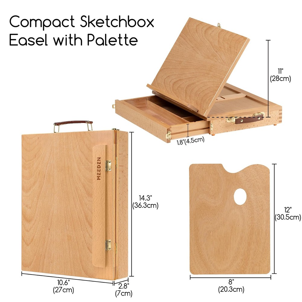 Table Sketch Box Easel Portable Solid Beech Tabletop Wood