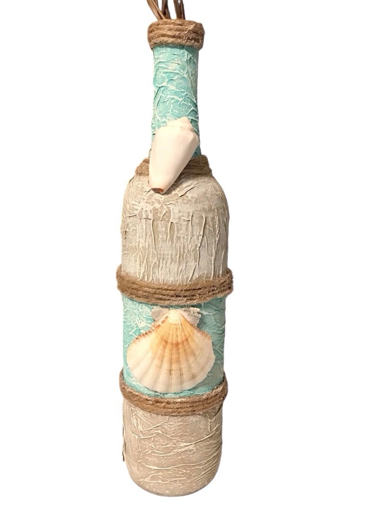 Decorative Wine Bottle Nautical, Theme, Handmade ￼￼