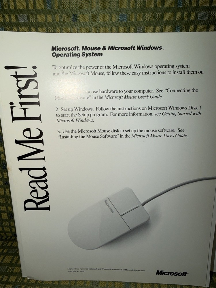 Vintage Original Microsoft Windows 3.1 & Mouse User Guide + Extra Publications