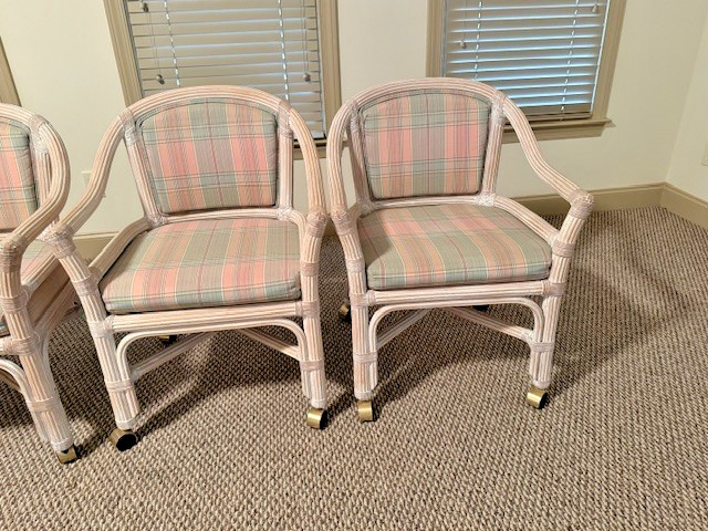 Vintage McGuire Wheat Sheaf Dining /Breakfast Table W/4 Rolling Chairs