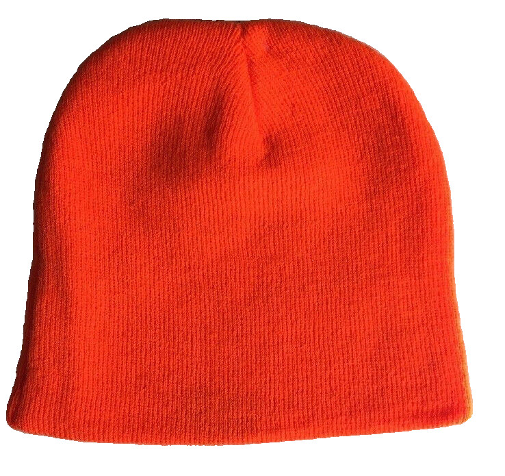 Orange Beanie Hat One Size Black Deer Patch Primos Hunting Solid Stretch Fit NWT