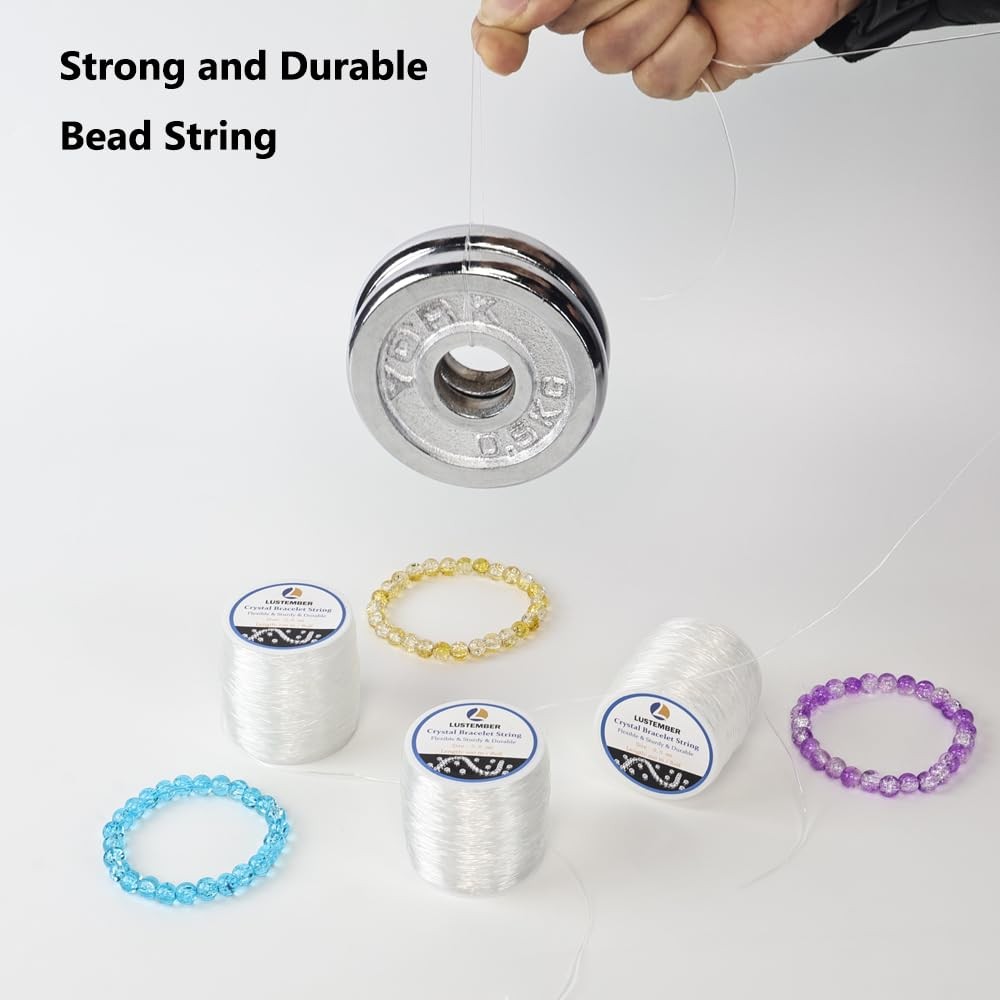 0.8 mm Stretchy Bracelet String, 3 Rolls Durable Elastic String, Clear Bead C...