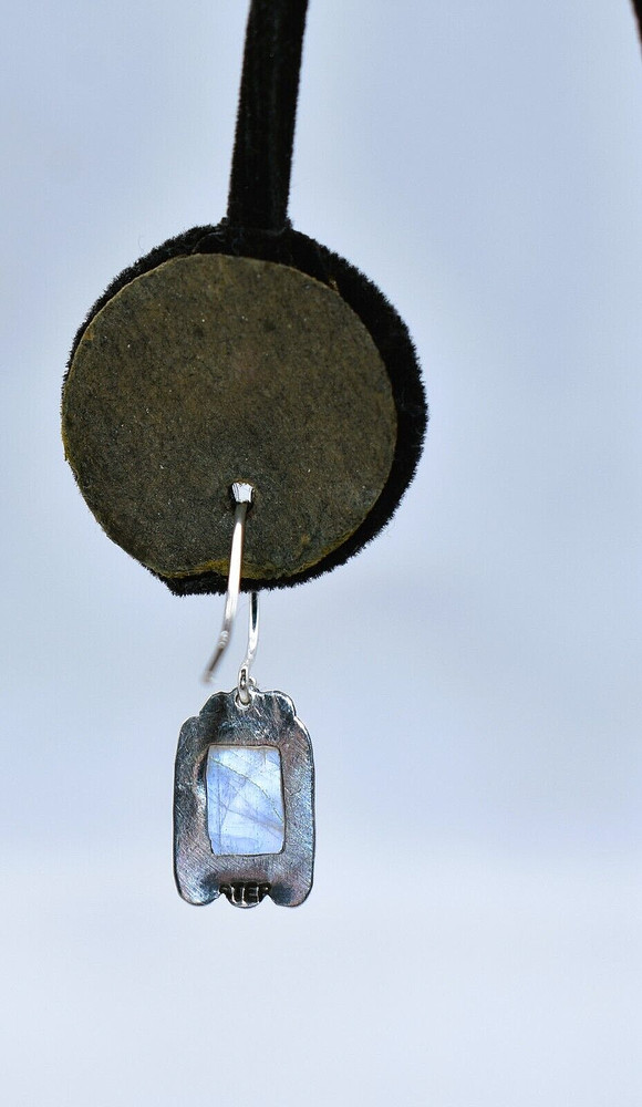 Rainbow Moonstone Sterling Silver Drop/Dangle Earrings by Ryan Schoolfield